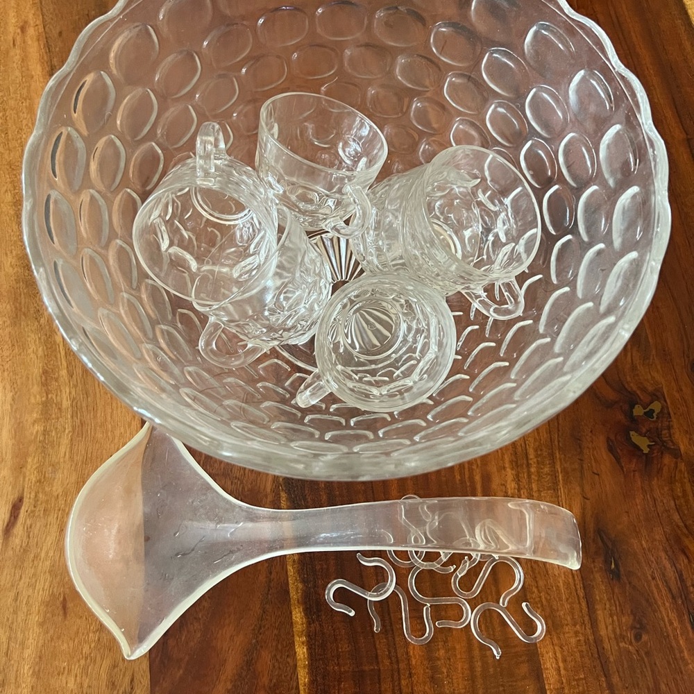 Glass Punch Bowl With Cups Set